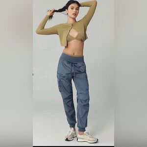 New Anthropologie Daily Practice Silky Blue Cargo Pants Size XS